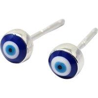 Harfi Women's Turkish Evil Eye Nazar Protective Silver Stud Earrings