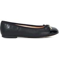 Dune London Women's Wide Fit 'Highest' Leather Ballet Pumps in Black | Size: 3