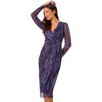 Roman Women's Foil Plisse Wrap Dress in Purple | Size: 10