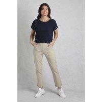 Weird Fish Women's Malorri Cotton Chino Trousers in Stone | Size: 18