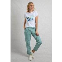 Weird Fish Women's Malorri Cotton Chino Trousers in Duck Egg Blue | Size: 16