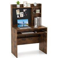 Costway Computer Desk Home Office Desk w/Magnetic Bulletin Board in Brown