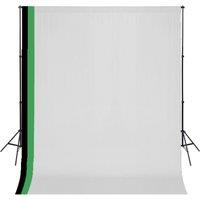 Berkfield Home Photo Studio Kit with 3 Cotton Backdrops Adjustable Frame 3x3m in Black