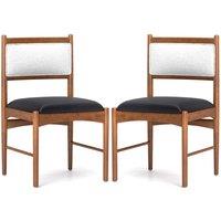 Costway Wooden Dining Chair Set of 2 Upholstered Kitchen Chairs-Brown in Brown