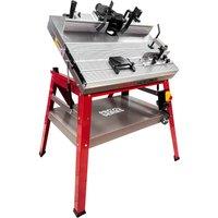 Lumberjack Router Table with Heavy-Duty Cast Iron Workbench with Sliding & Tilting Table in Red | Size: 1000mm x 400mm