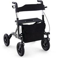 Costway Height Adjustable Rollator Walker Foldable Rolling Walker with Seat Lightweight in Black