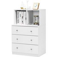 Gymax 3-Drawer Chest of Drawers With 2 Cubbies Storage Dresser Organizer in White