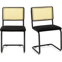 Costway Set of 2 Rattan Bar Stools Upholstered Counter Height Chair Kitchen Dining Stool in Black