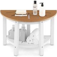 Costway Semicircular Shower Bench 2-Tier Bath Bench Seat Bathroom Inside Shower Stool in Brown