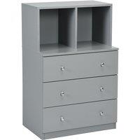 Costway 3-Drawer Chest Storage Cabinet Dresser Freestanding Organizer 2 Cubbies 3 Drawer in Grey