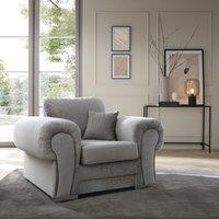 Verona Armchair in Light Grey Crushed Chenille