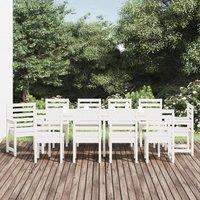 Berkfield Home 11 Piece Garden Dining Set White Solid Wood Pine