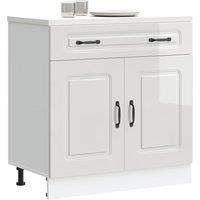 Kitchen Base Cabinet Kalmar High Gloss White Engineered Wood