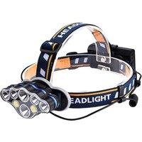 ExtraStar 8 LEDs Headlamp Torch headlight, 18650 Rechargeable Batteries Included, 8 MODES, Bike, Fishing & outdoor activities