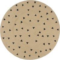 Berkfield Home Handmade Rug Jute with Triangle Print 150 cm in Black | Size: 100 cm diameter