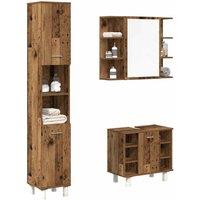 Berkfield Home 3 Piece Bathroom Furniture Set Old Wood Engineered Wood in Brown