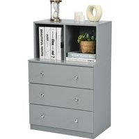 Gymax 3-Drawer Chest of Drawers With 2 Cubbies Storage Dresser Organizer in Grey