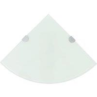 Berkfield Home Corner Shelf with Chrome Supports Glass White 25x25 cm