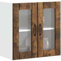 Berkfield Home Kitchen Wall Cabinet with Glass Door Lucca Smoked Oak Engineered Wood in Brown