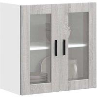 Berkfield Home Kitchen Wall Cabinet with Glass Door Porto Grey Sonoma