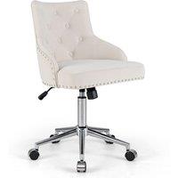 Costway Upholstered Home Office Chair 360 Swivel Reception Chair w/ Wheels in Beige