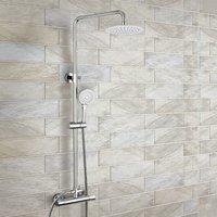 Nes Home Round Exposed Thermostatic Dual Control Shower Mixer in Metallic Silver