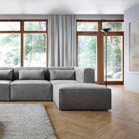 Abakus Direct Doris Corner Sofa in Light Grey Cord Chenille