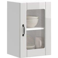 Berkfield Home Kitchen Wall Cabinet with Glass Door Lucca High Gloss White