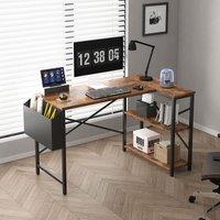 MCC Direct Computer Desk L Shaped Corner Desk with Adjustable shelves - Lotus 120cm in Brown