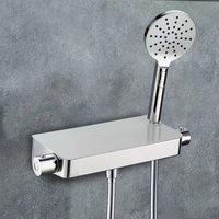 Nes Home Chrome Bulby Thermostatic Glass Top Shower Mixer in Silver
