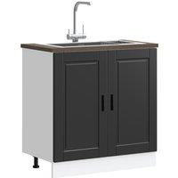 Sink Base Cabinet"Porto" Black 80x46x81.5 cmEngineered Wood