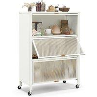 Costway 4-Tier Kitchen Bakers Rack Metal Microwave Stand Spacious Kitchen Storage Shelf in White