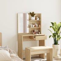 Berkfield Home Dressing Table with Mirror Sonoma Oak 74.5x40x141 cm in Brown