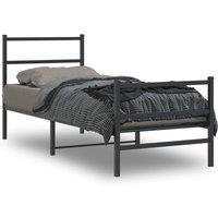 Berkfield Home Metal Bed Frame without Mattress with FootboardBlack 80x200cm in Black | Size: 80x200 cm
