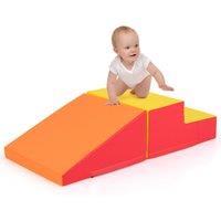 Costway Step & Slide Climber Infants Toddler Soft Play Set Crawling-Yellow