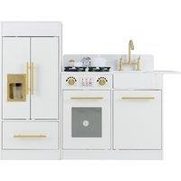 Gymax Kids Play Kitchen Set Toy Kitchen Playset With Fridge & Accessories in White