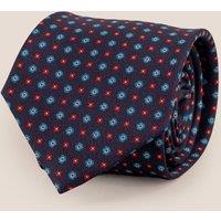 Oswin Hyde Men's Dark Navy Geometric Pattern Silk Tie