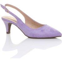 AJVANI Women's Mid Slim Heel Slingback Pointed Faux Suede Court Shoes in Lilac | Size: 4