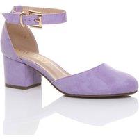 AJVANI Women's Mid Block Heel Ankle Strap 2 Part Heels in Lilac | Size: 6