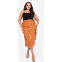 Lovedrobe Women's Metallic Orange Wrap Midi Skirt | Size: 20