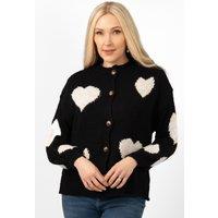Sarta Women's Lexi Love Heart Cardigan - Black/Cream in Black