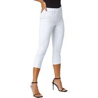 Roman Women's Cropped Stretch Denim Jegging in White | Size: 16