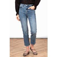 Sarta Women's Fallon Slim Leg Straight Cut Jeans - Mid Wash Blue, Denim in Blue | Size: 18R