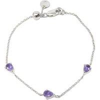 Harfi Women's Amethyst February Birthstone Minimalist Sterling Silver Bracelet in Purple | Size: 7.5inch
