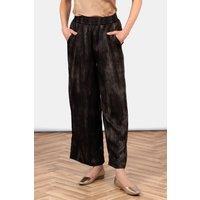 Sarta Women's Carter Wide Leg Trousers - Black/Gold, Metallic Brushstroke in Black | Size: 16