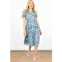 Sarta Women's Liberty Midi Shirt Dress - Blue, Aztec in Blue | Size: Medium