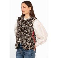 Sarta Women's Noa Natural Leopard Print Quilted Gilet Red Stripe | Size: Medium