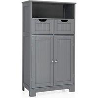 Costway Wooden Freestanding Cupboard Cabinet for Bathroom in Grey