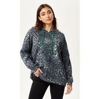 Liquorish Women's Green Animal Print Hoodie In Grey | Size: 8