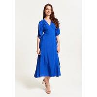 Liquorish Women's Royal Blue Maxi Wrap Dress With Kimono Sleeves | Size: 8